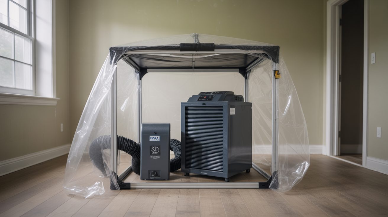Commercial mold equipment staged on a Grand Rapids job